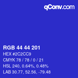カラーコード: RGB 44 44 201 | qconv.com