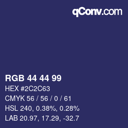 Color code: RGB 44 44 99 | qconv.com