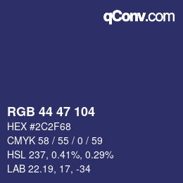 Color code: RGB 44 47 104 | qconv.com