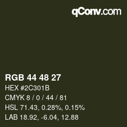 カラーコード: RGB 44 48 27 | qconv.com