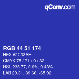 カラーコード: RGB 44 51 174 | qconv.com