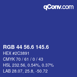 カラーコード: RGB 44 56.6 145.6 | qconv.com