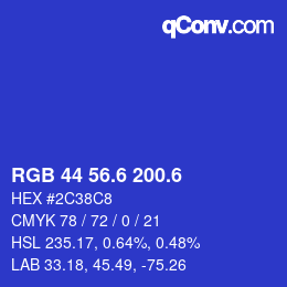 カラーコード: RGB 44 56.6 200.6 | qconv.com