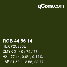 Color code: RGB 44 56 14 | qconv.com