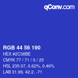 Color code: RGB 44 56 190 | qconv.com