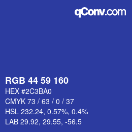 Color code: RGB 44 59 160 | qconv.com
