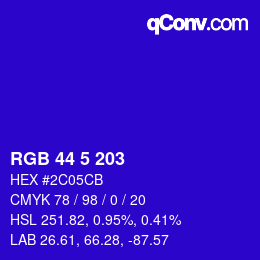 Color code: RGB 44 5 203 | qconv.com