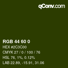 Color code: RGB 44 60 0 | qconv.com