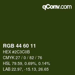 カラーコード: RGB 44 60 11 | qconv.com