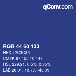 Color code: RGB 44 60 133 | qconv.com