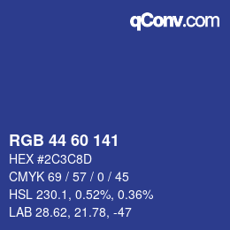 颜色代码: RGB 44 60 141 | qconv.com