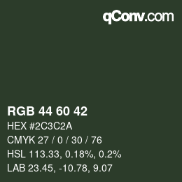 颜色代码: RGB 44 60 42 | qconv.com