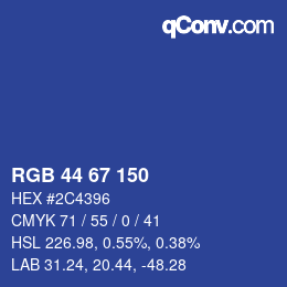 Color code: RGB 44 67 150 | qconv.com