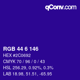 カラーコード: RGB 44 6 146 | qconv.com