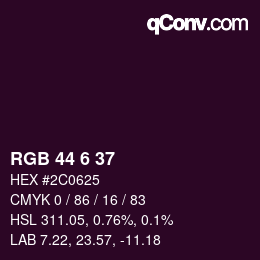 カラーコード: RGB 44 6 37 | qconv.com