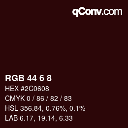 Color code: RGB 44 6 8 | qconv.com