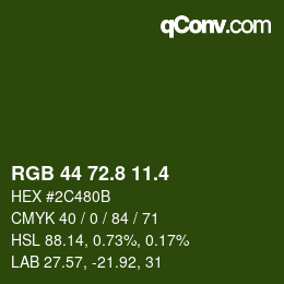カラーコード: RGB 44 72.8 11.4 | qconv.com