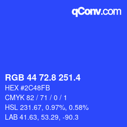 カラーコード: RGB 44 72.8 251.4 | qconv.com