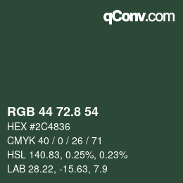 カラーコード: RGB 44 72.8 54 | qconv.com