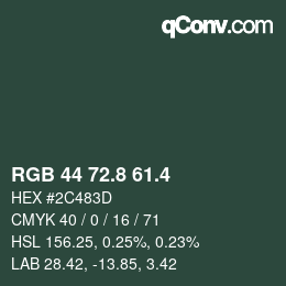 カラーコード: RGB 44 72.8 61.4 | qconv.com