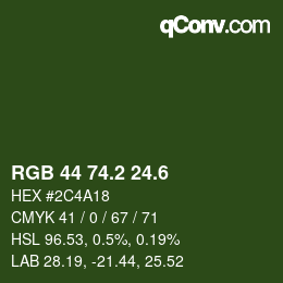 カラーコード: RGB 44 74.2 24.6 | qconv.com
