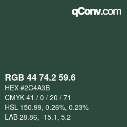 カラーコード: RGB 44 74.2 59.6 | qconv.com