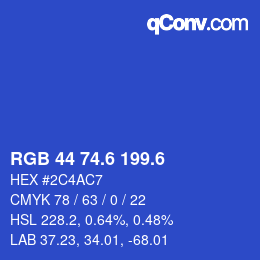 カラーコード: RGB 44 74.6 199.6 | qconv.com