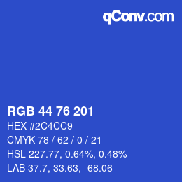 Color code: RGB 44 76 201 | qconv.com
