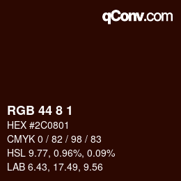 Color code: RGB 44 8 1 | qconv.com