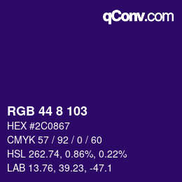 Farbcode: RGB 44 8 103 | qconv.com