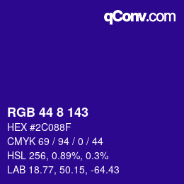 Color code: RGB 44 8 143 | qconv.com