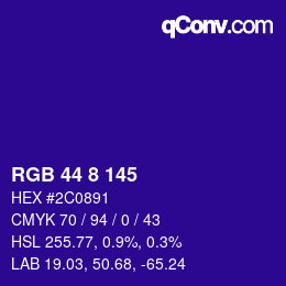 Color code: RGB 44 8 145 | qconv.com