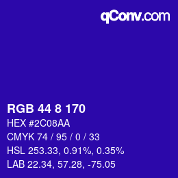 Color code: RGB 44 8 170 | qconv.com