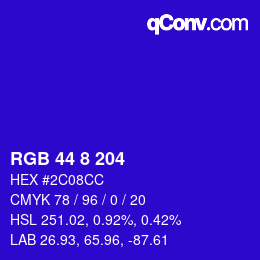 颜色代码: RGB 44 8 204 | qconv.com