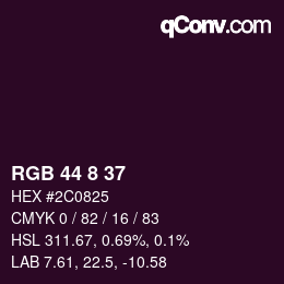 カラーコード: RGB 44 8 37 | qconv.com