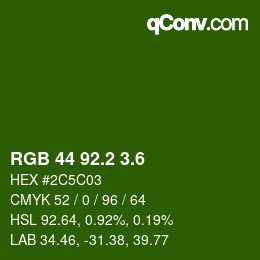カラーコード: RGB 44 92.2 3.6 | qconv.com