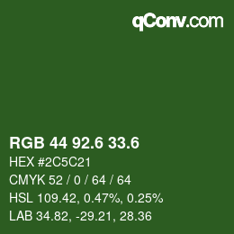 カラーコード: RGB 44 92.6 33.6 | qconv.com