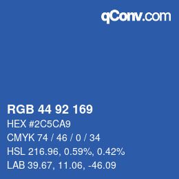 カラーコード: RGB 44 92 169 | qconv.com