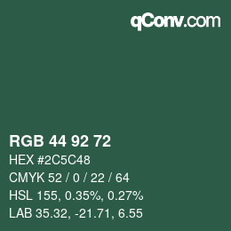 Color code: RGB 44 92 72 | qconv.com