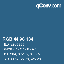 颜色代码: RGB 44 98 134 | qconv.com
