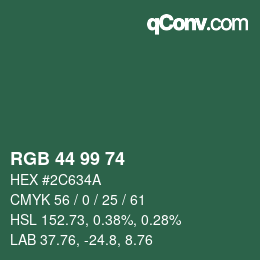 Farbcode: RGB 44 99 74 | qconv.com
