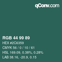 Farbcode: RGB 44 99 89 | qconv.com