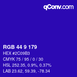 Color code: RGB 44 9 179 | qconv.com