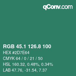 カラーコード: RGB 45.1 126.8 100 | qconv.com
