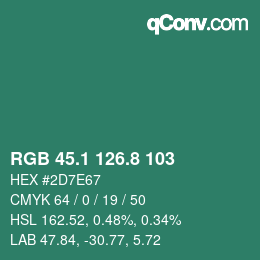 カラーコード: RGB 45.1 126.8 103 | qconv.com