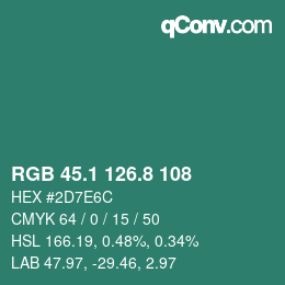 カラーコード: RGB 45.1 126.8 108 | qconv.com