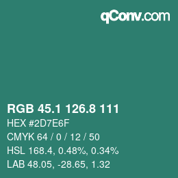 Color code: RGB 45.1 126.8 111 | qconv.com