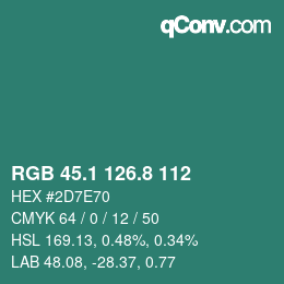 Color code: RGB 45.1 126.8 112 | qconv.com