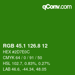 カラーコード: RGB 45.1 126.8 12 | qconv.com