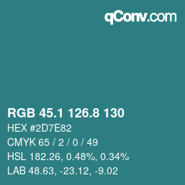 Color code: RGB 45.1 126.8 130 | qconv.com